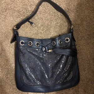 Stylish Blue Leather Shoulder Bag